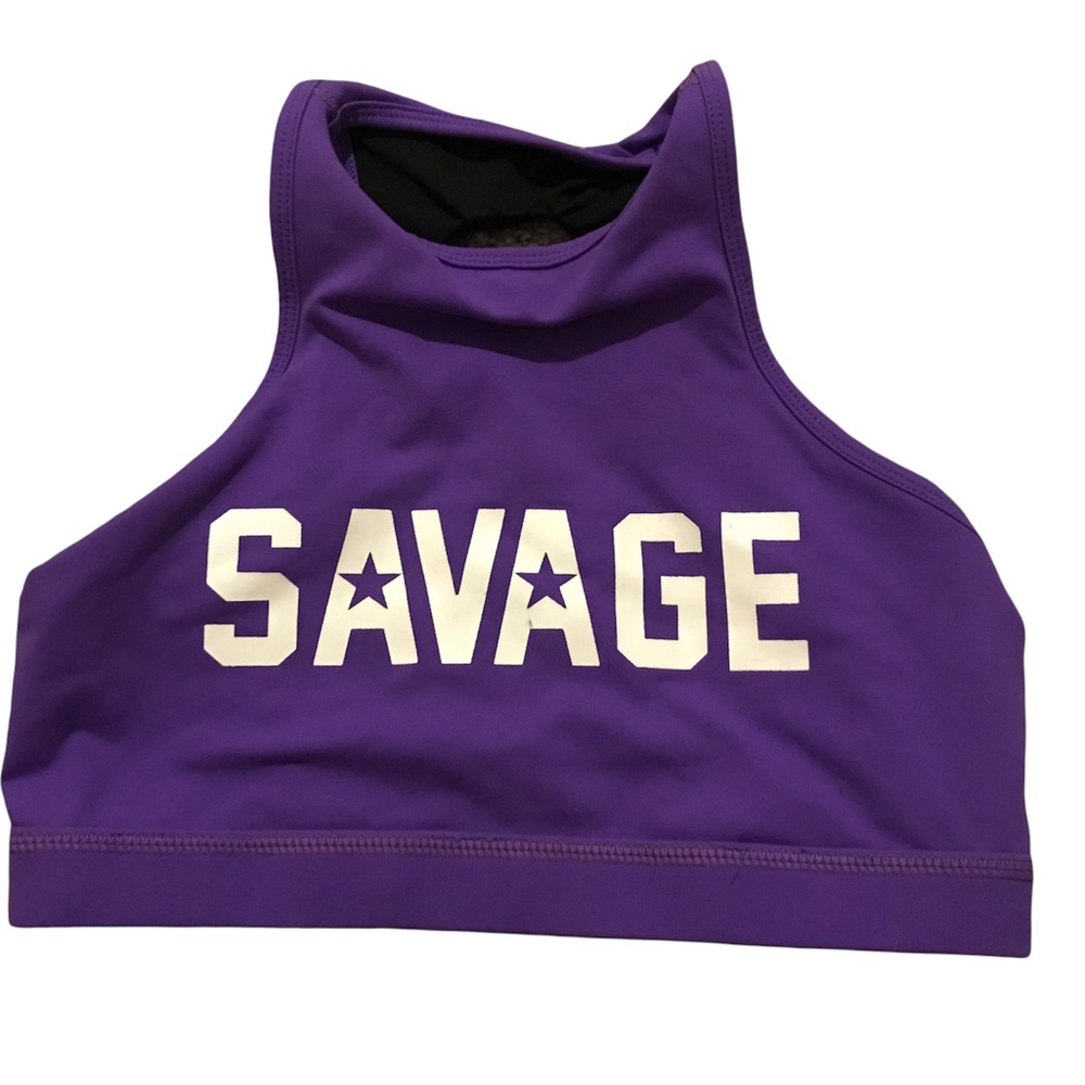 SAVAGE Barebell Purple CrossFit High Neck Sports Bra Small